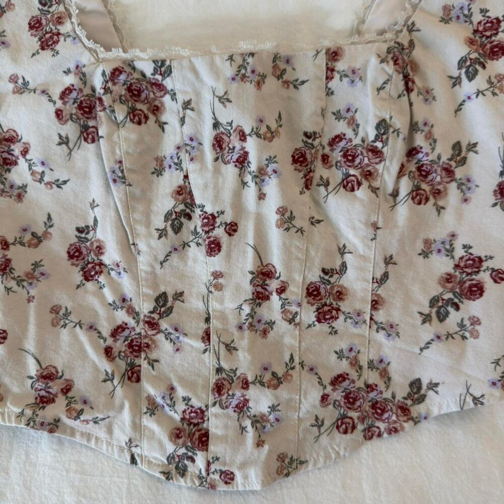 White and pink floral corset - Picture 3 of 5